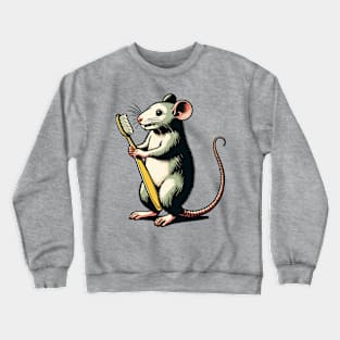 Cute rat carrying a toothbrush Crewneck Sweatshirt